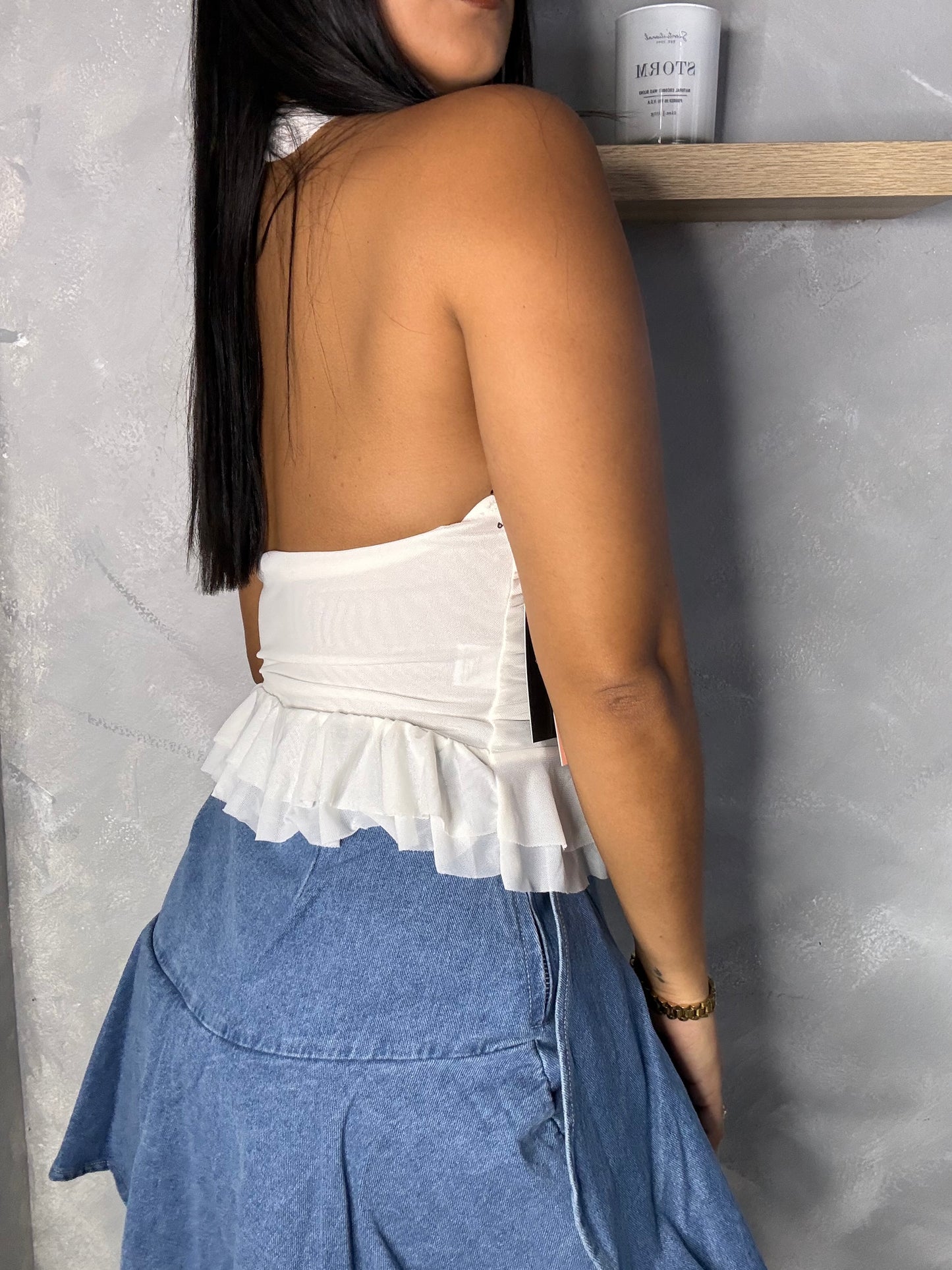 White Ruffle Top