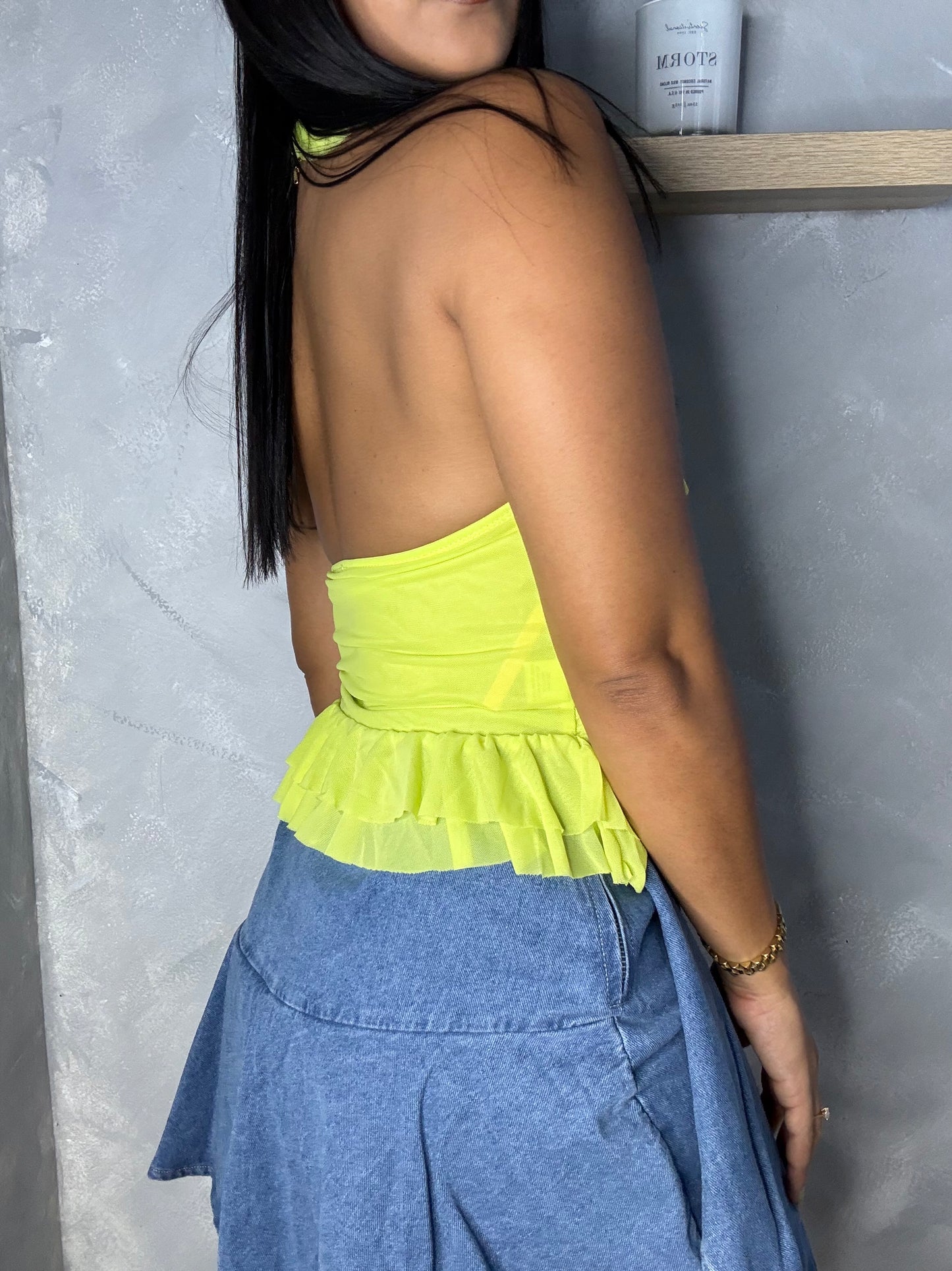 Lime Ruffle Top