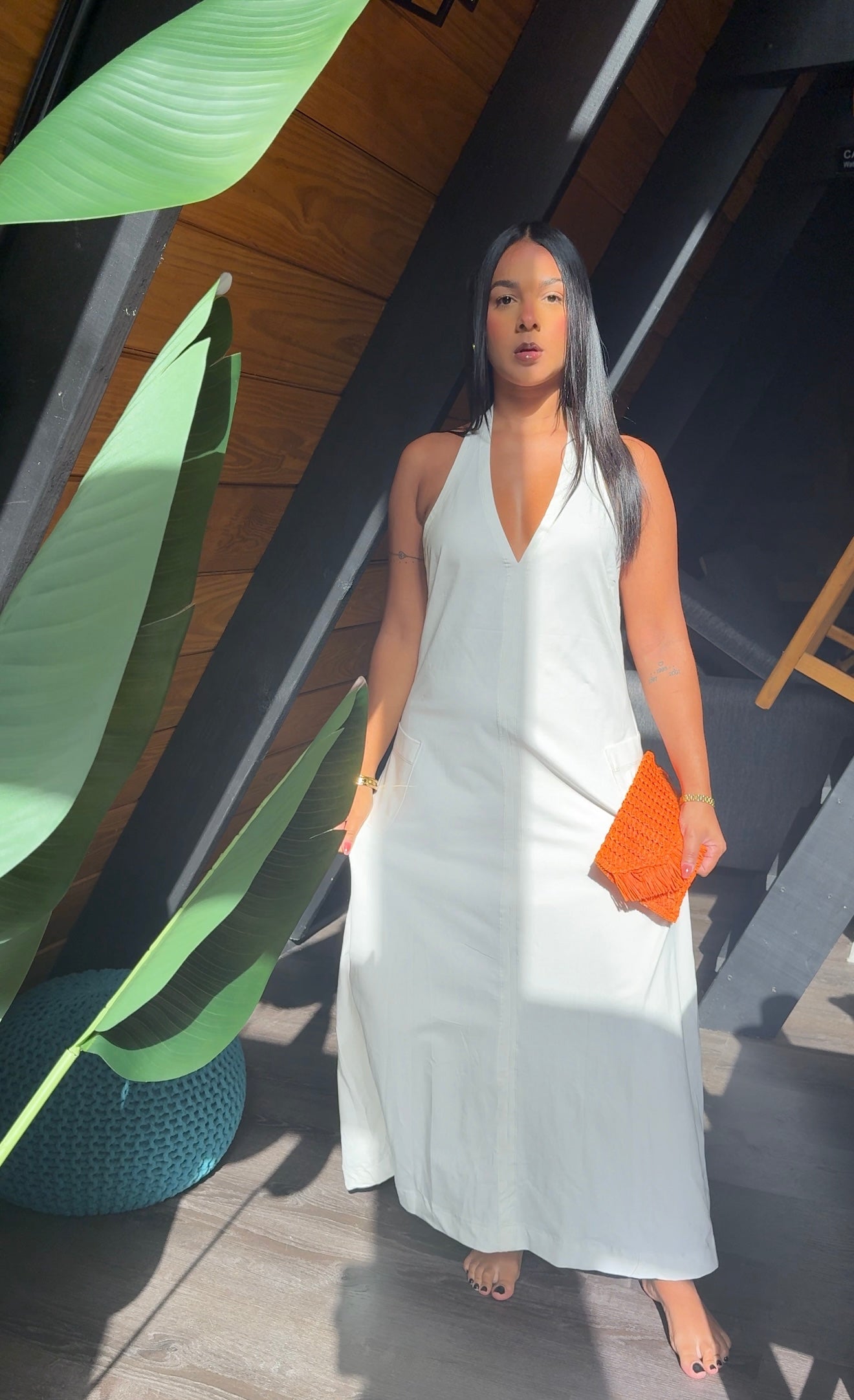 White Halter Backless Maxi