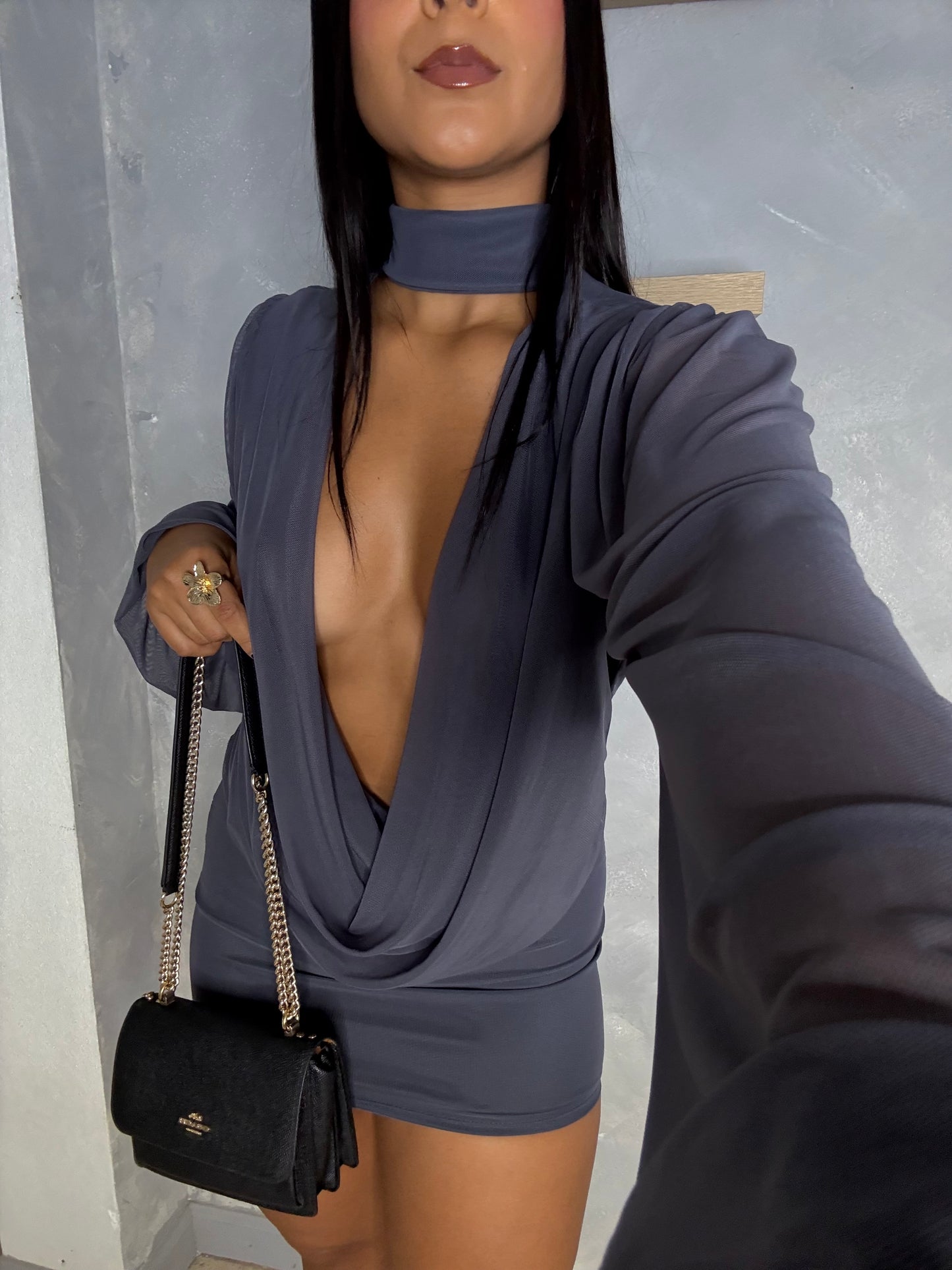 Grey Mesh Dress