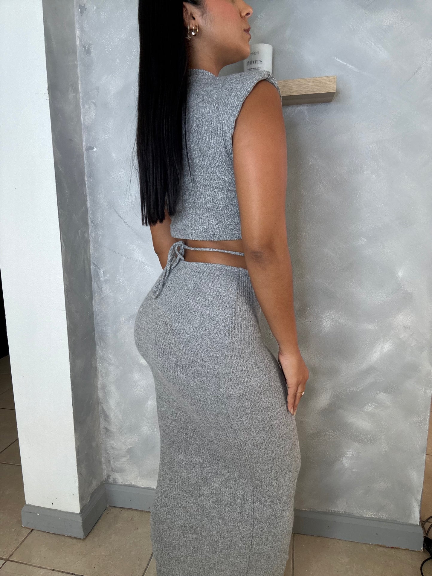 Shoulder Pad Top/Maxi 2 Piece