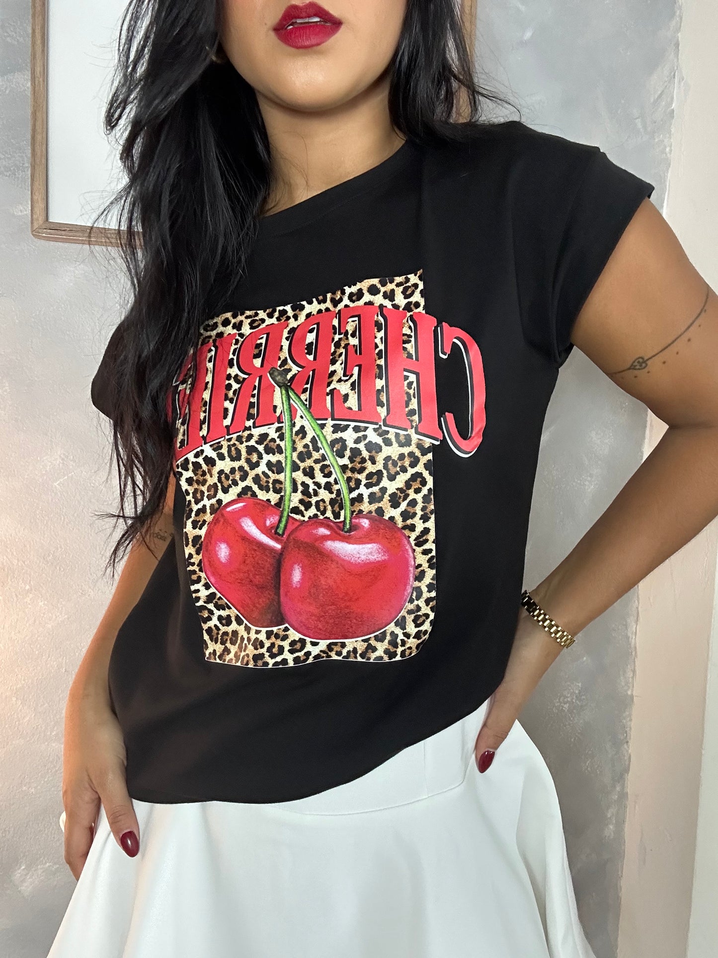 Cherry Leopard Casual Tee