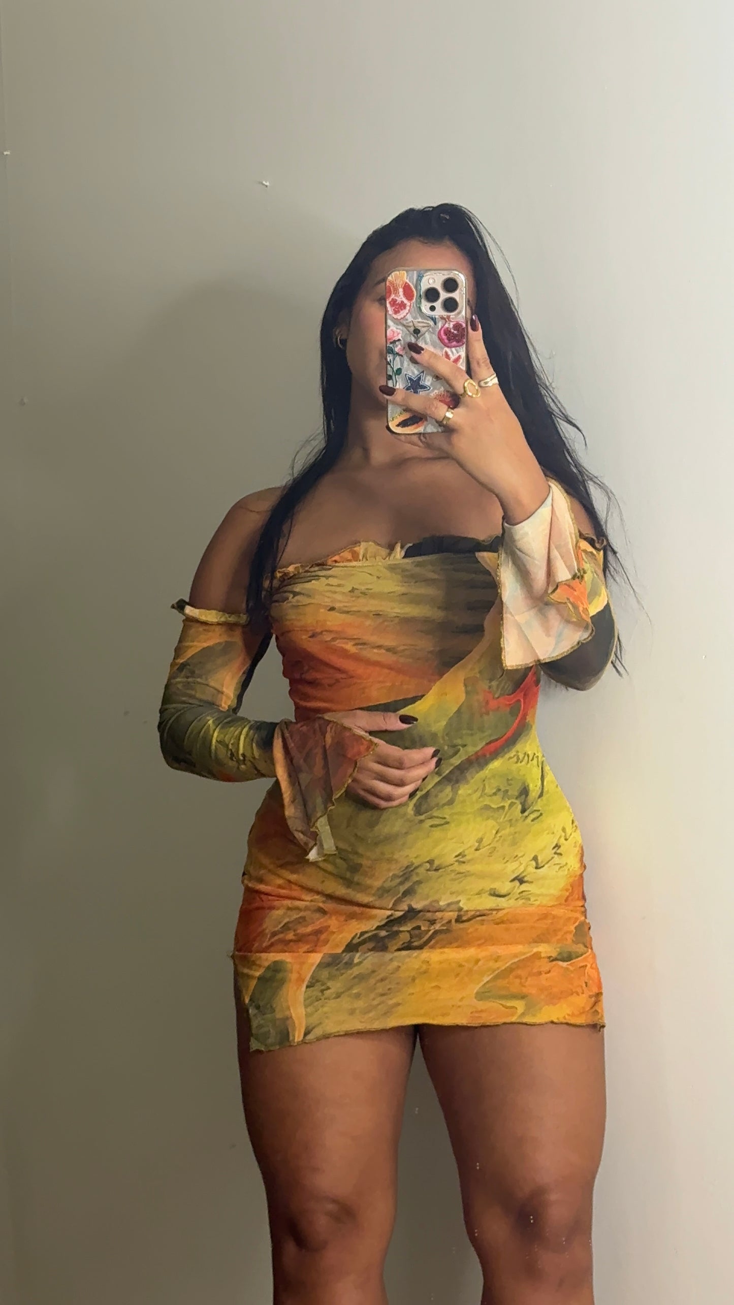 Orange Slit Side Mini Dress