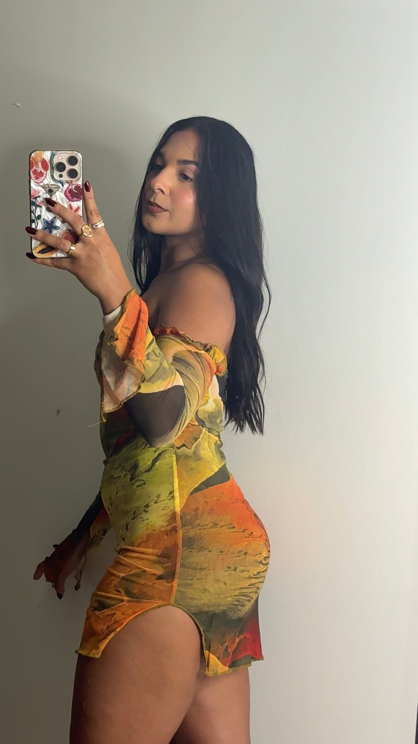 Orange Slit Side Mini Dress