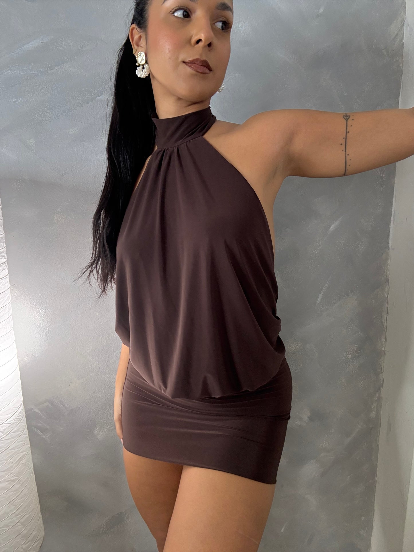 Backless Halter Mini Dress
