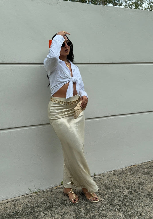Metallic Gold Maxi Skirt