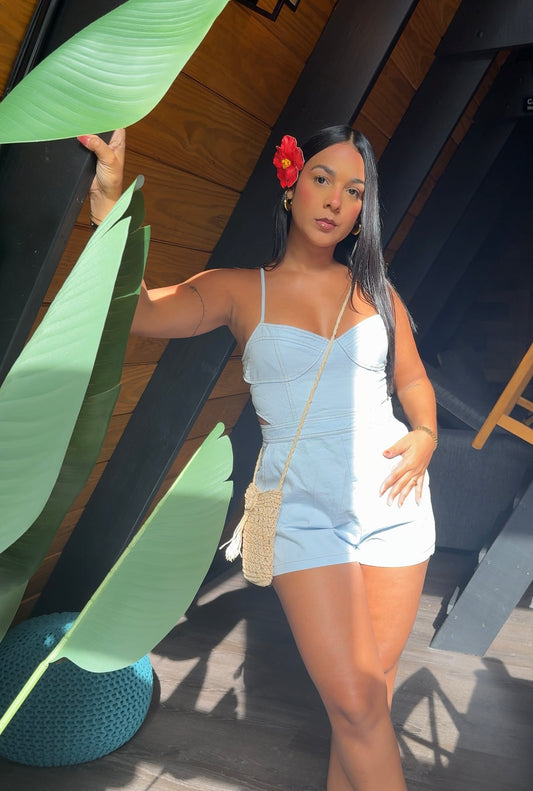 (Pre Orden)Light Denim Romper