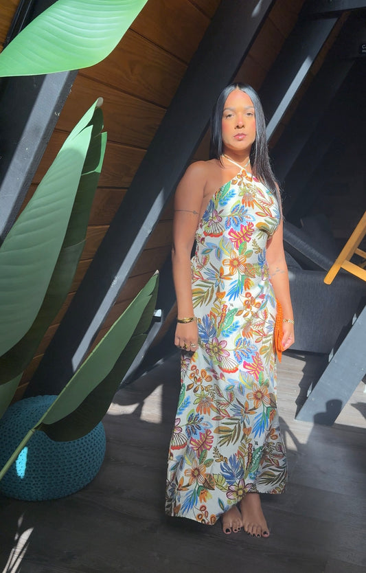 Tropical Bloom Halter Maxi