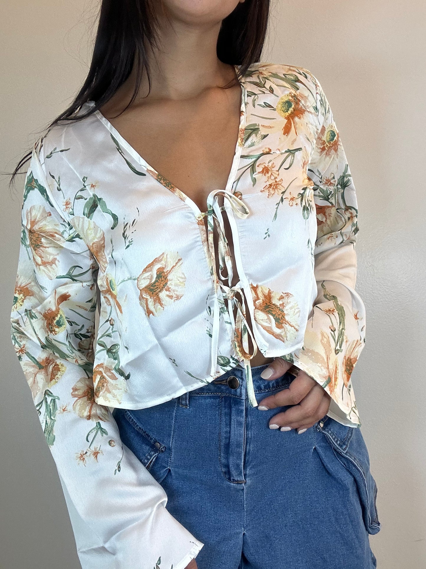 Satin Flower Crop Top