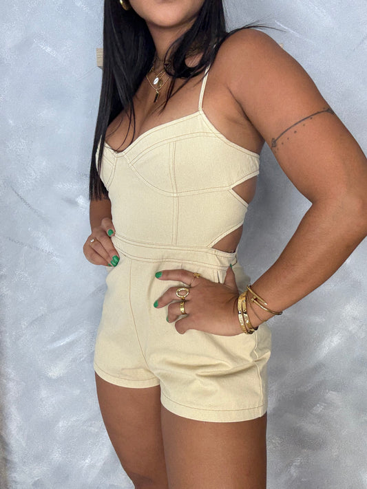 Khaki Denim Romper