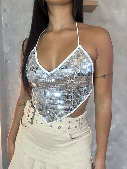 Silver Sequin Top