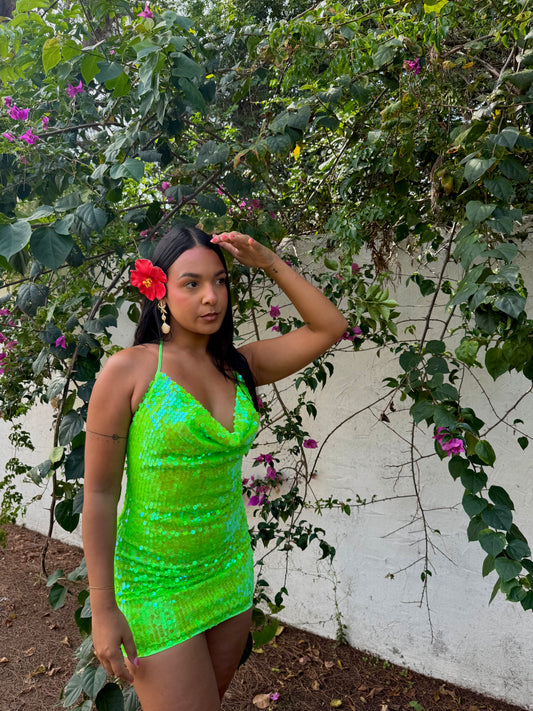 Lime Sequin Dress