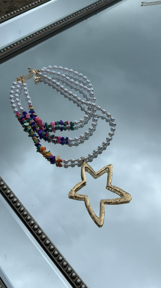 Layered Pearl Star Pendant