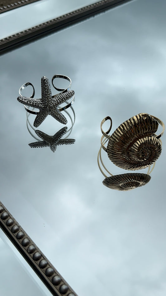 Silver Starfish Cuff Bracelet