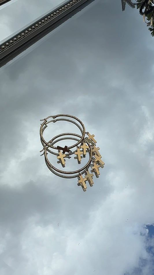 Cross Hoop Earings