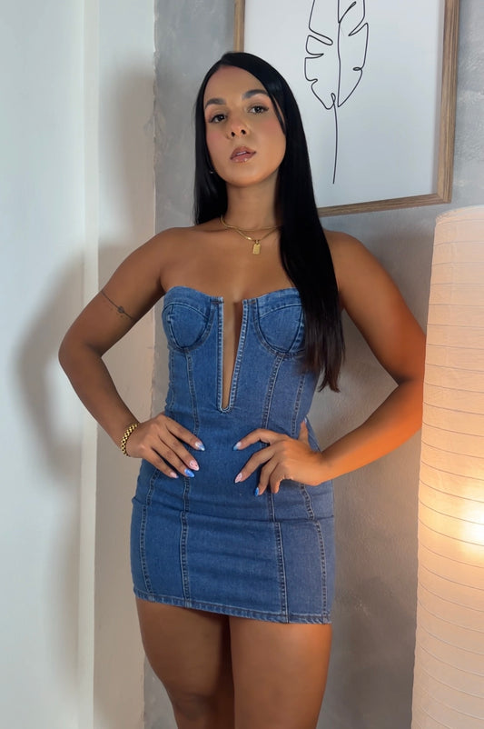 Medium Denim Tube Dress