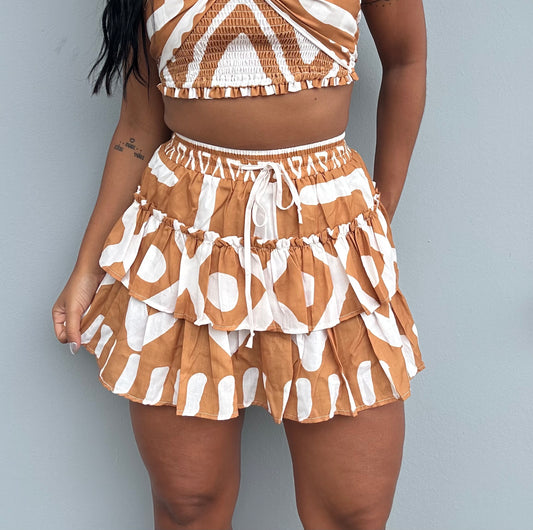 Camel Print Skort