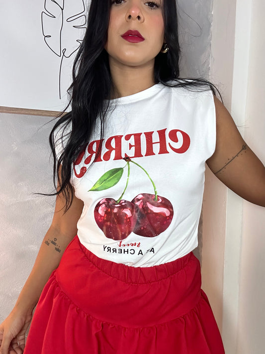 Cherry Shoulder Padded Tee