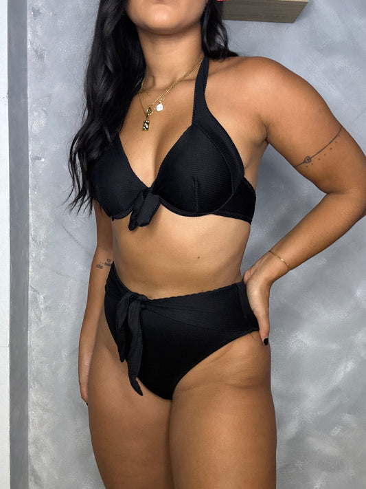 High Waisted Black Bikini Set