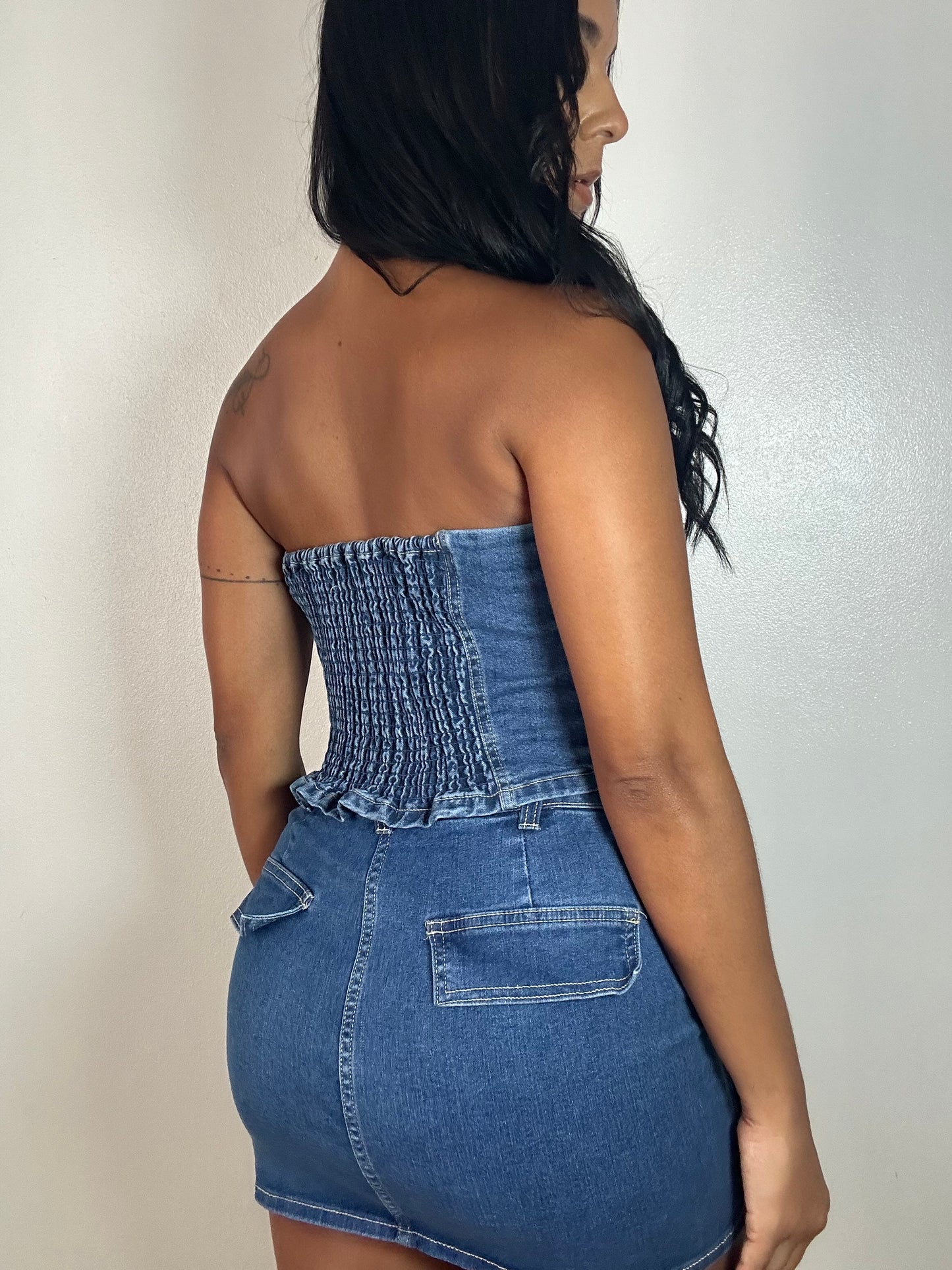 Denim Strapless Top