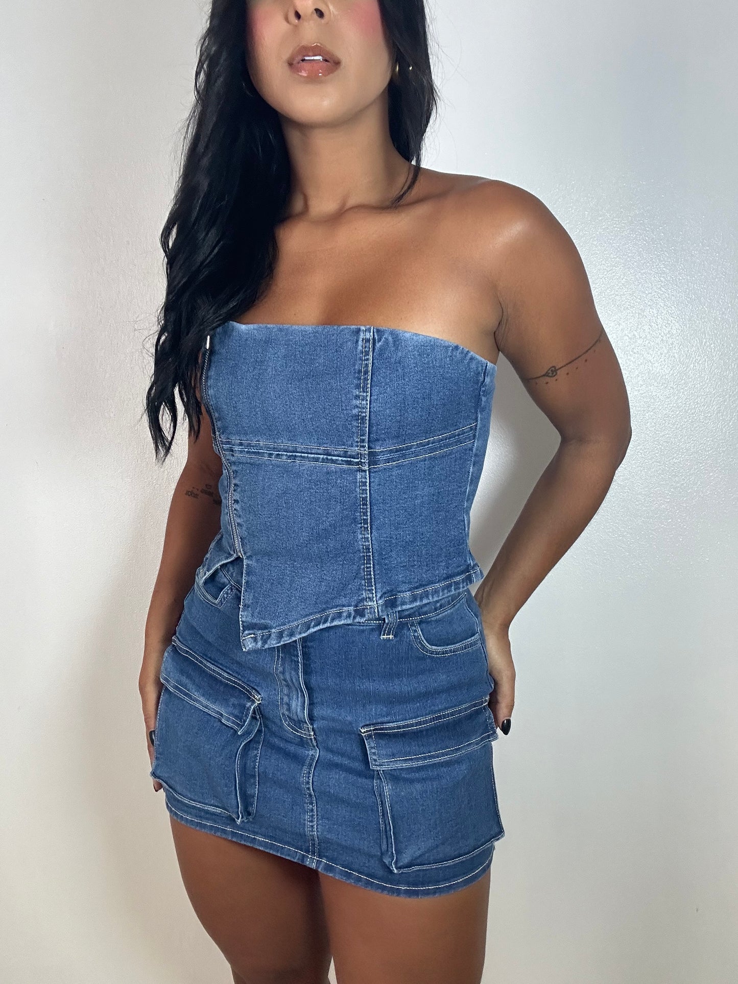 Denim Strapless Top